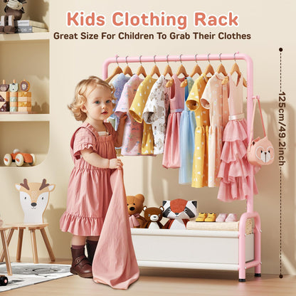 ZHKINGGS Kids Clothes Rail with Storage Shelf, Kids Dress Up Rail