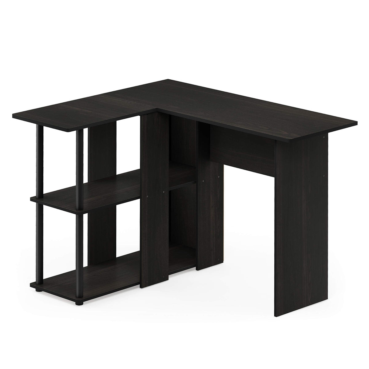Furinno ABBOTT Desk, Gaming Desk with Bookshelf, L-Shape Computer Desk, Office Desk for Home Office, Bedroom, Espresso