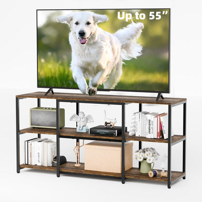 Aquzee TV Stand, 148 cm TV Stand Cabinet, 3 Tier Wooden TV Console Table Unit with Storage