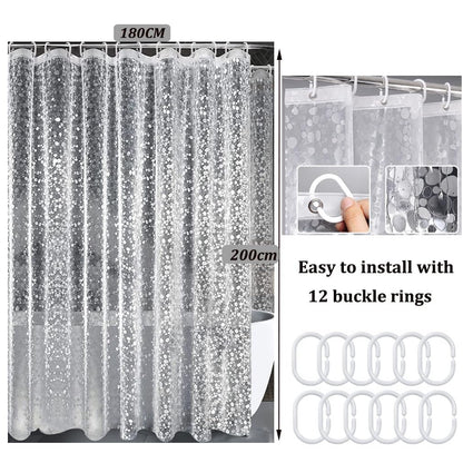 Shower Curtains Mould Proof Resistant,180 x 200 cm,Shower Curtain for Bathroom,Waterproof Heavy Duty Bathroom Curtains,PEVA Cobblestone Shower