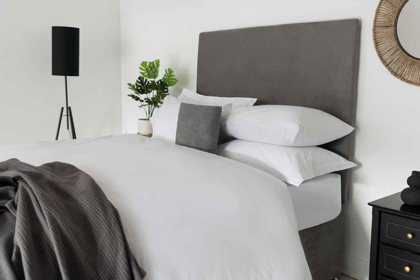 Belledorm Headboard Wrap - Transforms a drab looking Headboard - Luxury Faux Suede - 70cm Height (Charcoal, King (U.K. Standard))