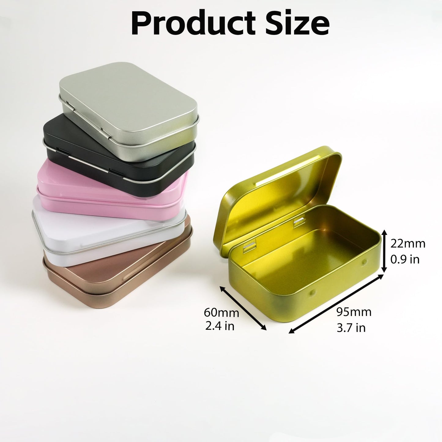 LJY White Hinged Metal Tins, 20 Pack, 3.7 x 2.4 x 0.9 in