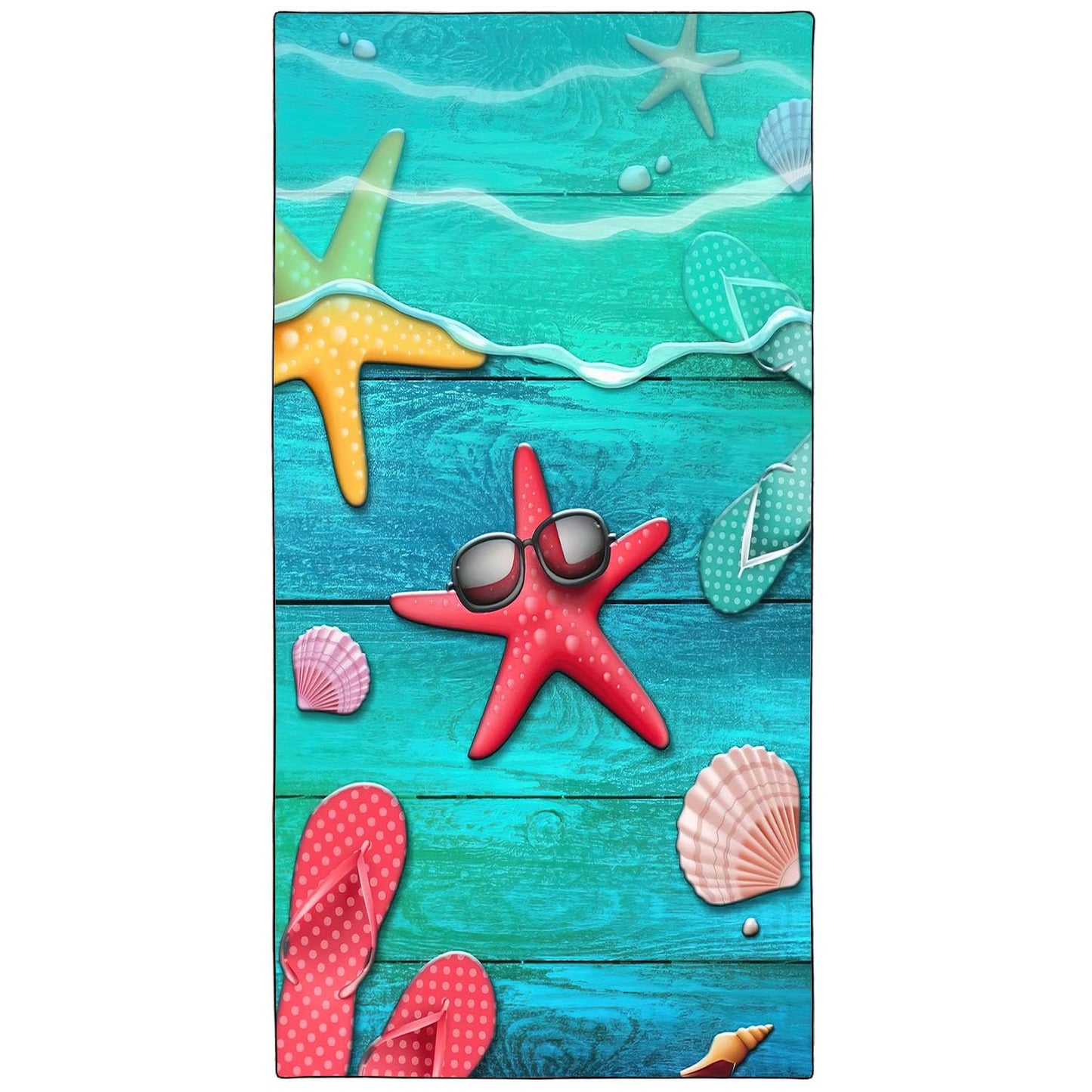 YISUMEI Plank Slippers Shells Starfish Beach Towels for Adults Extra Large 180x90cm, Microfibre Quick Dry Towel for Travel Swimming Camping Sports