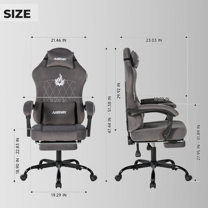 NIONIK Massage Gaming Chair with Footrest, Ergonomic Office Chair with Lumbar Support and Headrest