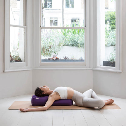 basaho Yoga Bolster | Organic Cotton | Buckwheat Hulls | Removable Washable Cover (Midnight Blue)