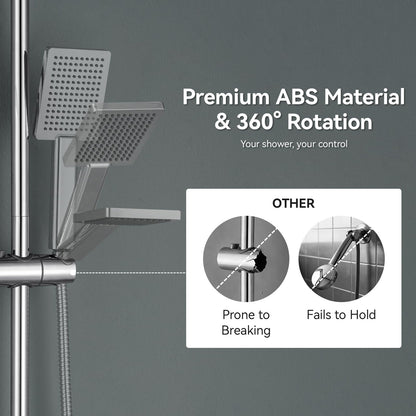 Auralum 70cm Shower Riser Rail - Adjustable 360°Swivel Shower Head Holder - Anti-Corrosion Premium Stainless Steel