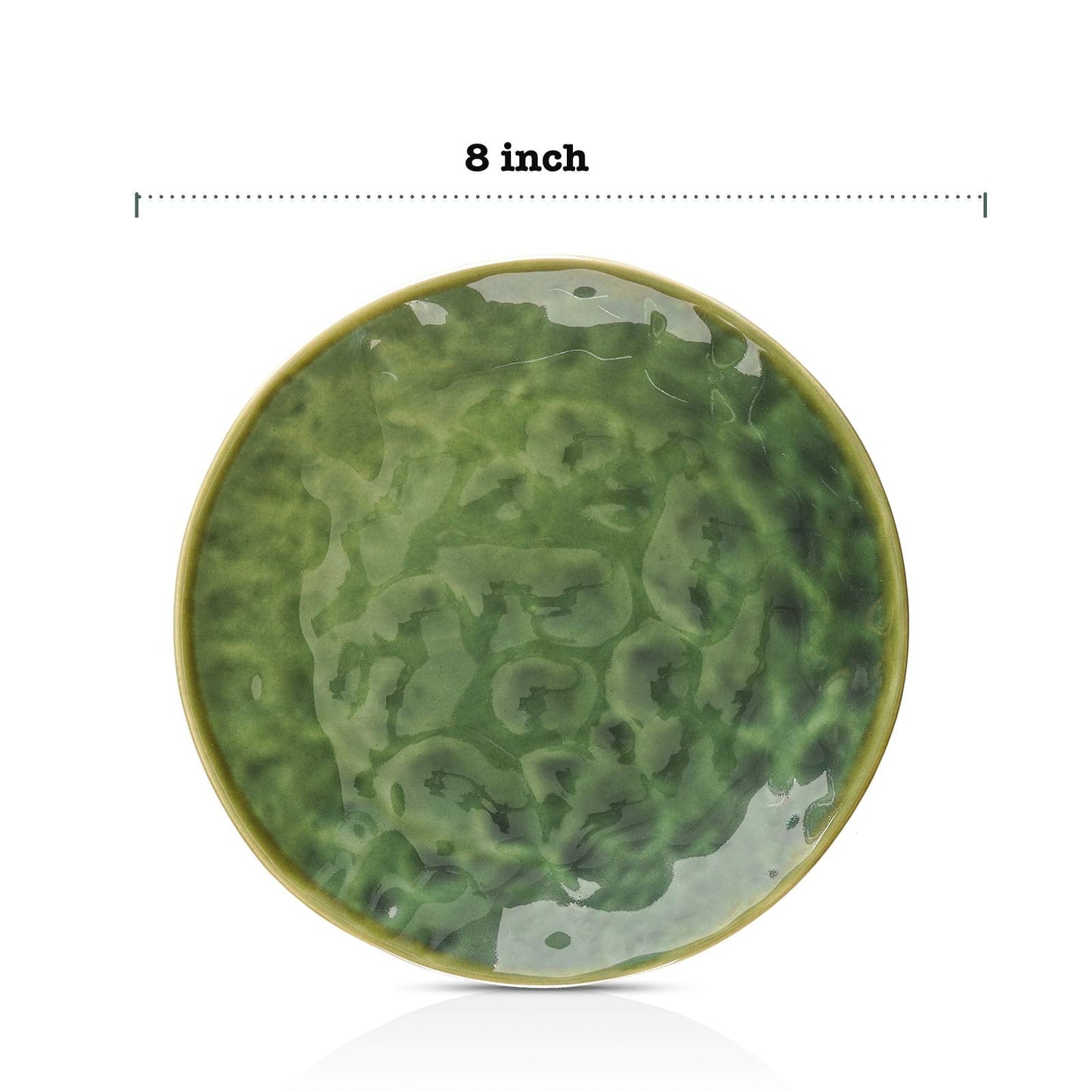 Ceramic Round Dessert Salad Plates - 8 Inch Dessert Plates, Set of 6, Microwave, Oven, and Dishwasher Safe, Scratch Resistant, Porcelain Fluted