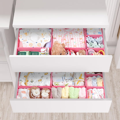 ORLISA Drawer Organiser for MALM Drawers, 14 Pack Clothes Drawer Organisers, Foldable Fabric Dividers for Underwear Socks Bras, 3 Sizes Storage Boxes