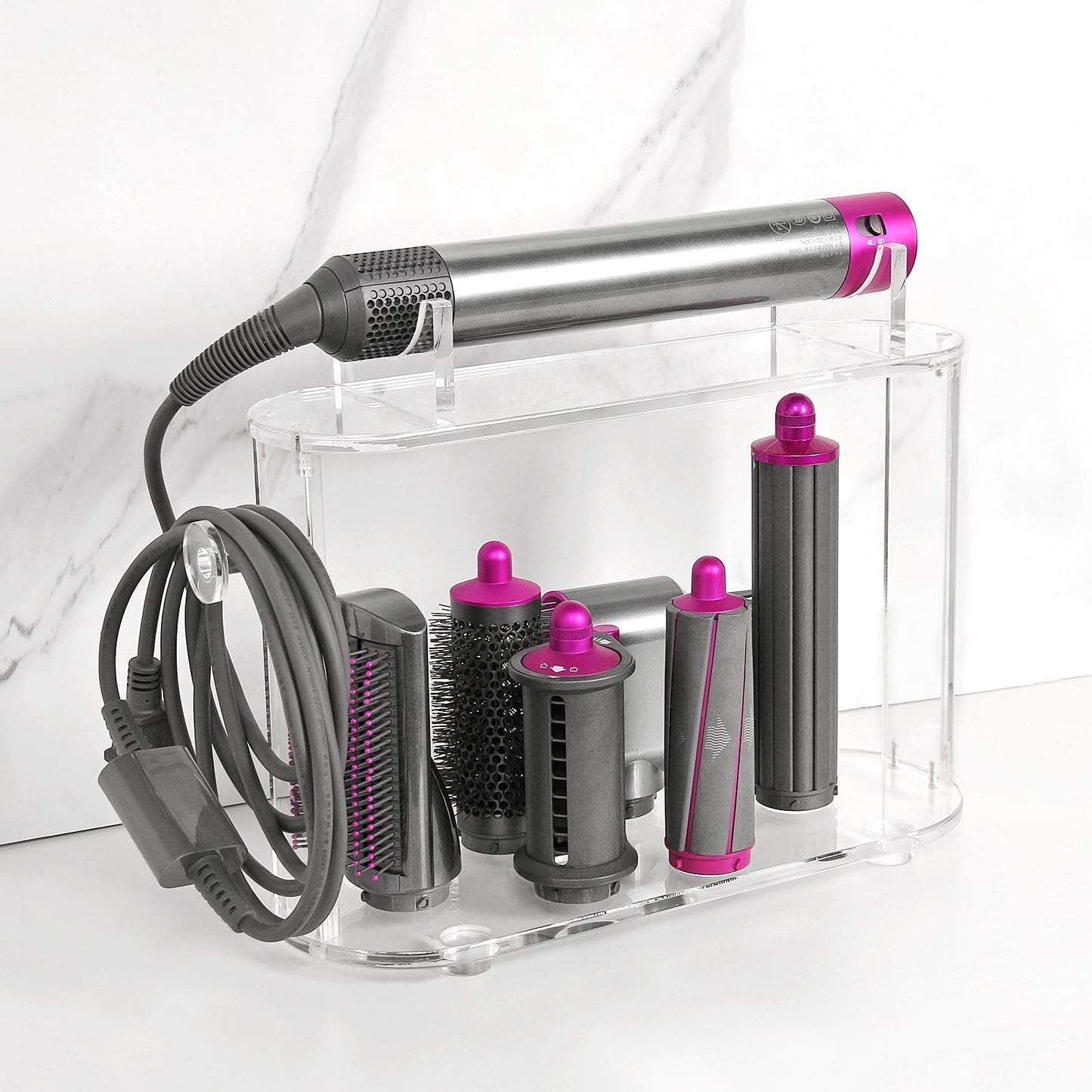 Affogato Storage Holder Compatible with Dyson Airwrap Styler Accessories, Acrylic 6 Holes Countertop Organizer Stand, Desktop Organizer for Storage