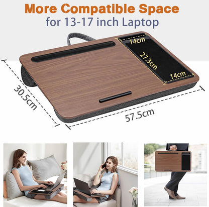 Multi-Purpose Home Office Lap Desk Laptop Tray Bed Desk With Mouse Pad and Phone Tablet Holder - Walnut