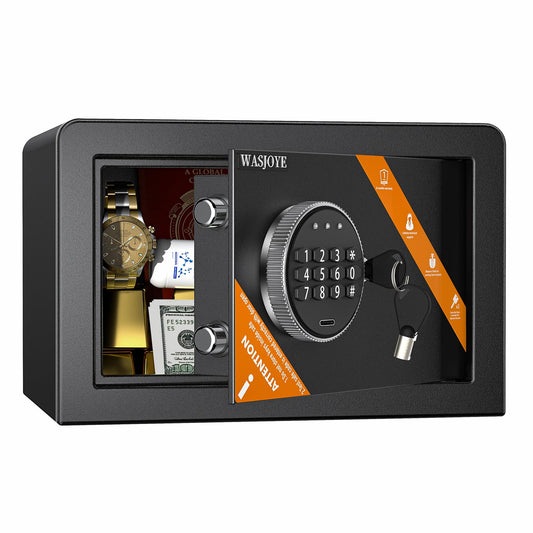 WASJOYE Security Safe box Digital Deposit Box for Home, Small Hidden Safes with Keys, Lock Box for Home Business Office Money Gun Jewelry Passport,