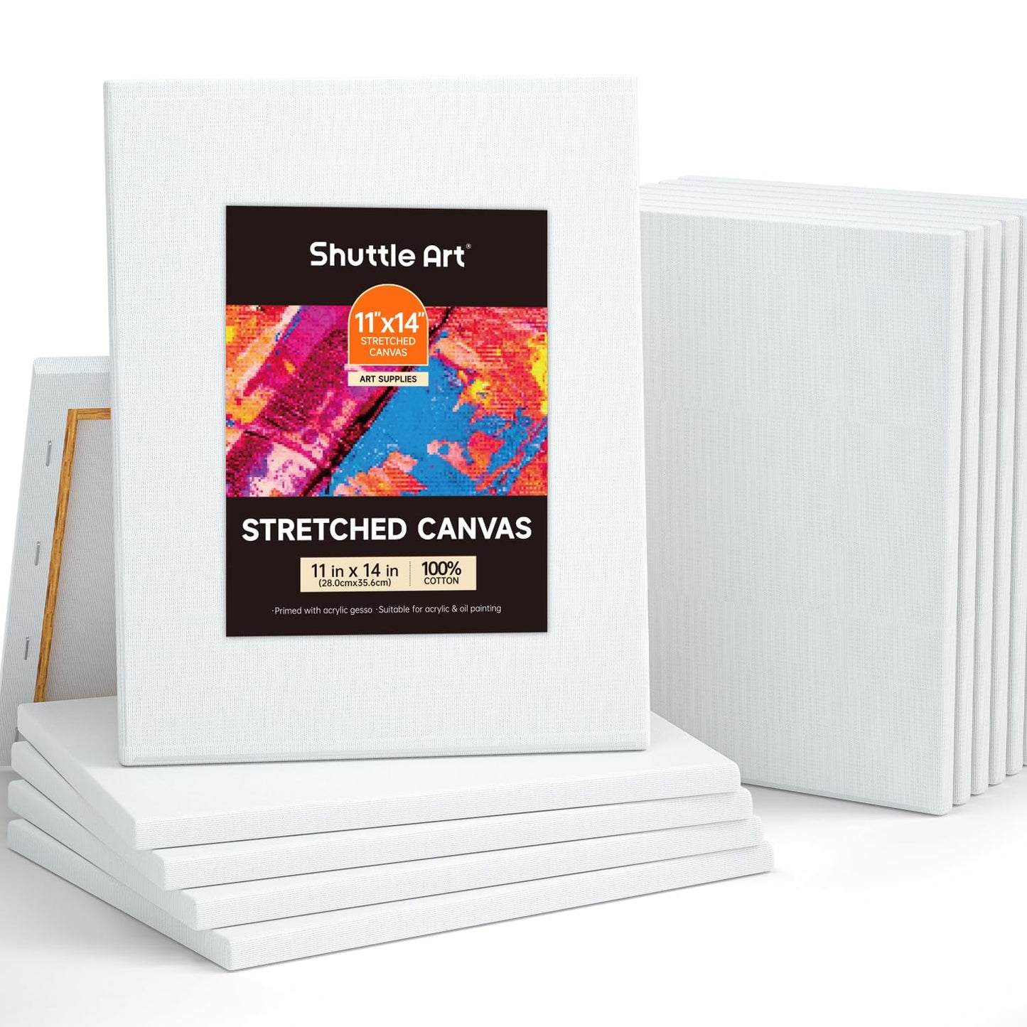 Shuttle Art 12 Pack Canvas Boards, 11x14 Inches (28 x 36 cm), 100% Cotton, Primed White, Acrylic & Oil Painting Canvases