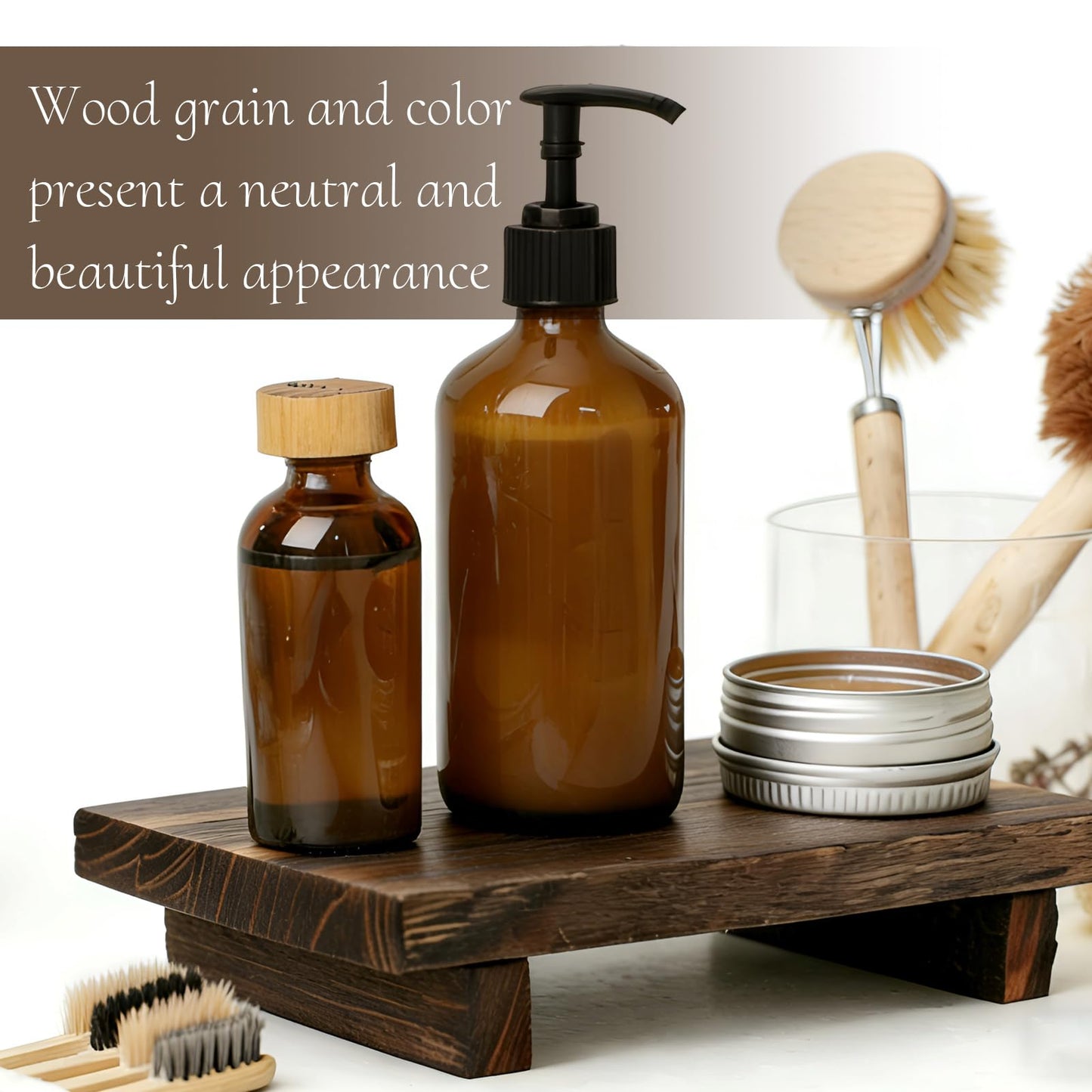 WENLISELL 3 PCS Wooden Riser Tray for Display, Wood Display Stand Kitchen