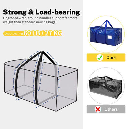 6 Pack Large Storage Bags and Moving Bags - 90L Heavy Duty Packing Bags Alternative to Moving Boxes, Reinforced Handles & Dual Zips