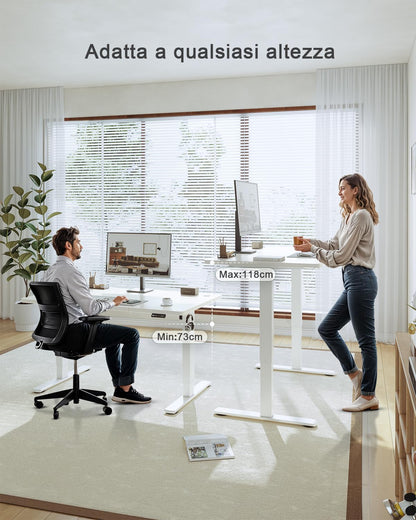 JUMMICO 120x60cm Electric Standing Desk with USB Charging Height Adjustable Desk with Sedentary Reminder Stand Up Desk with Splice Board for Home