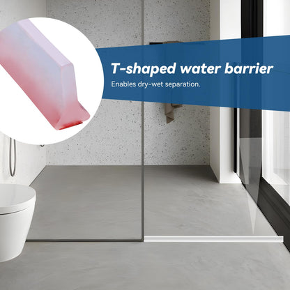1.2M T Silicone Shower Threshold Water Barrier,Wet Room Bathroom Floor Beading,Shower Tray Sealing Strip,Tile Edge Caulk Trim for Bathroom
