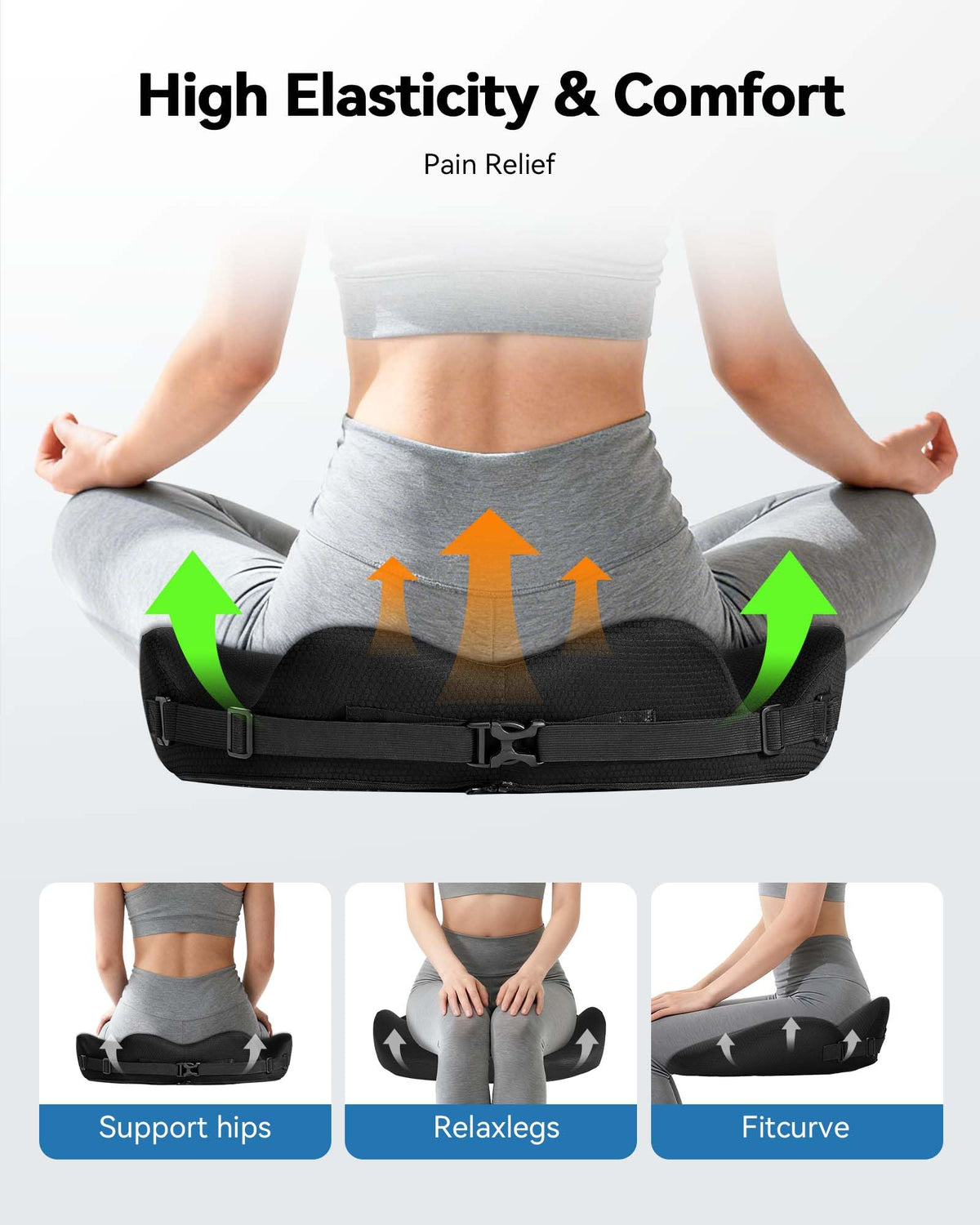 JOJOSEE Donut Cushion for Coccyx Pain, Seat Cushions with Non Slip Straps