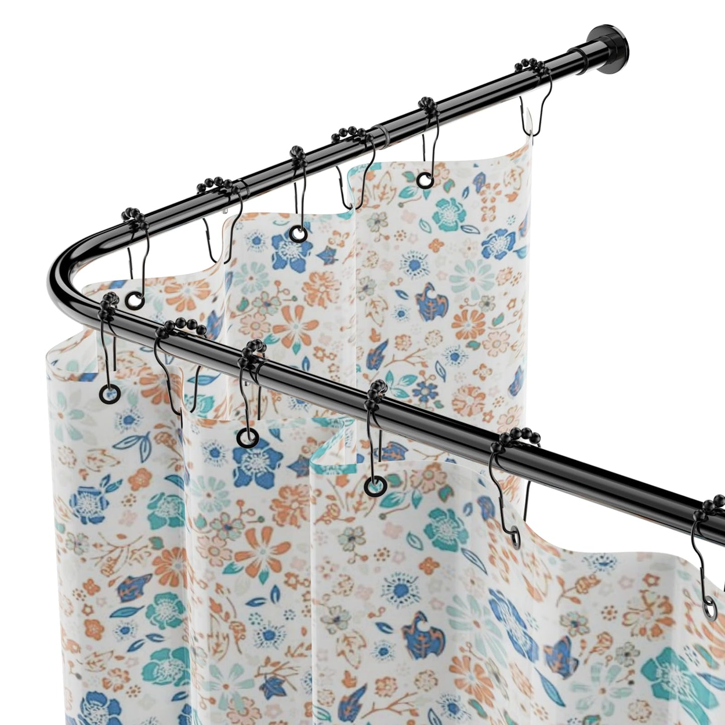 L-Shaped Shower Curtain Rod, Adjustable 104-132cm ? 104-132cm, Stainless Steel Corner Shower Rod Waterproof & Rustproof, 90 Degree Curtain Rod