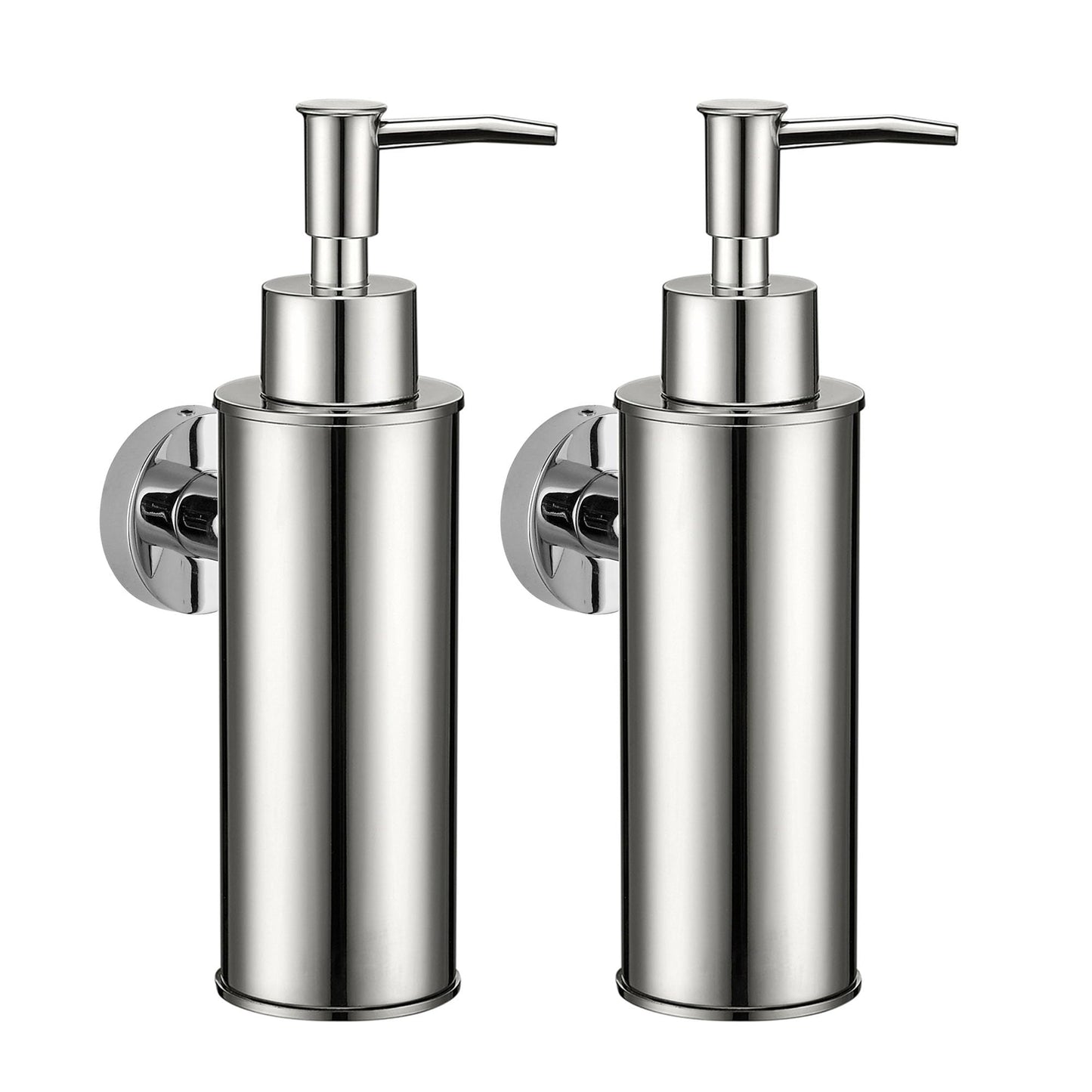BGL Wall-Mounted Soap Dispensers 2 Pack, 304 Stainless Steel Round Liquid Dispenser for Kitchen & Bathroom, Chrome
