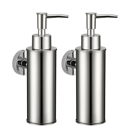 BGL Wall-Mounted Soap Dispensers 2 Pack, 304 Stainless Steel Round Liquid Dispenser for Kitchen & Bathroom, Chrome
