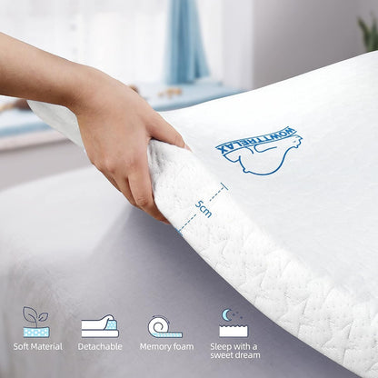 WOWTTRELAX Dual-Layer 2 Inch Memory Foam Mattress Topper Single Bed, Orthopedic Bed Topper with Breathable Washable Cover, Cooling soft for Back Pain