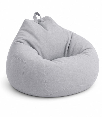 Highdi Kids Bean Bag Without Fillings - Cotton Linen Durable & Comfortable, Light Grey Storage Bean Bag Chair for Living Room/Gaming Room