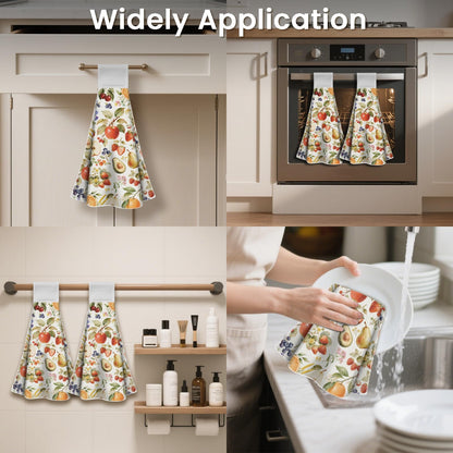 CUTHOLLOW 2 Pcs Fruits and Flowers Hanging Kitchen Towels with Loop