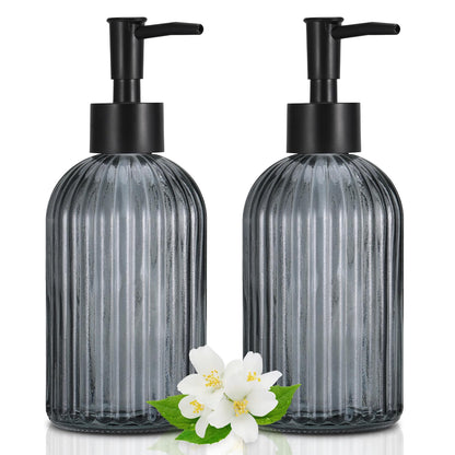 Hejo 2 Pcs 400ml Glass Soap Dispenser with Black Pump