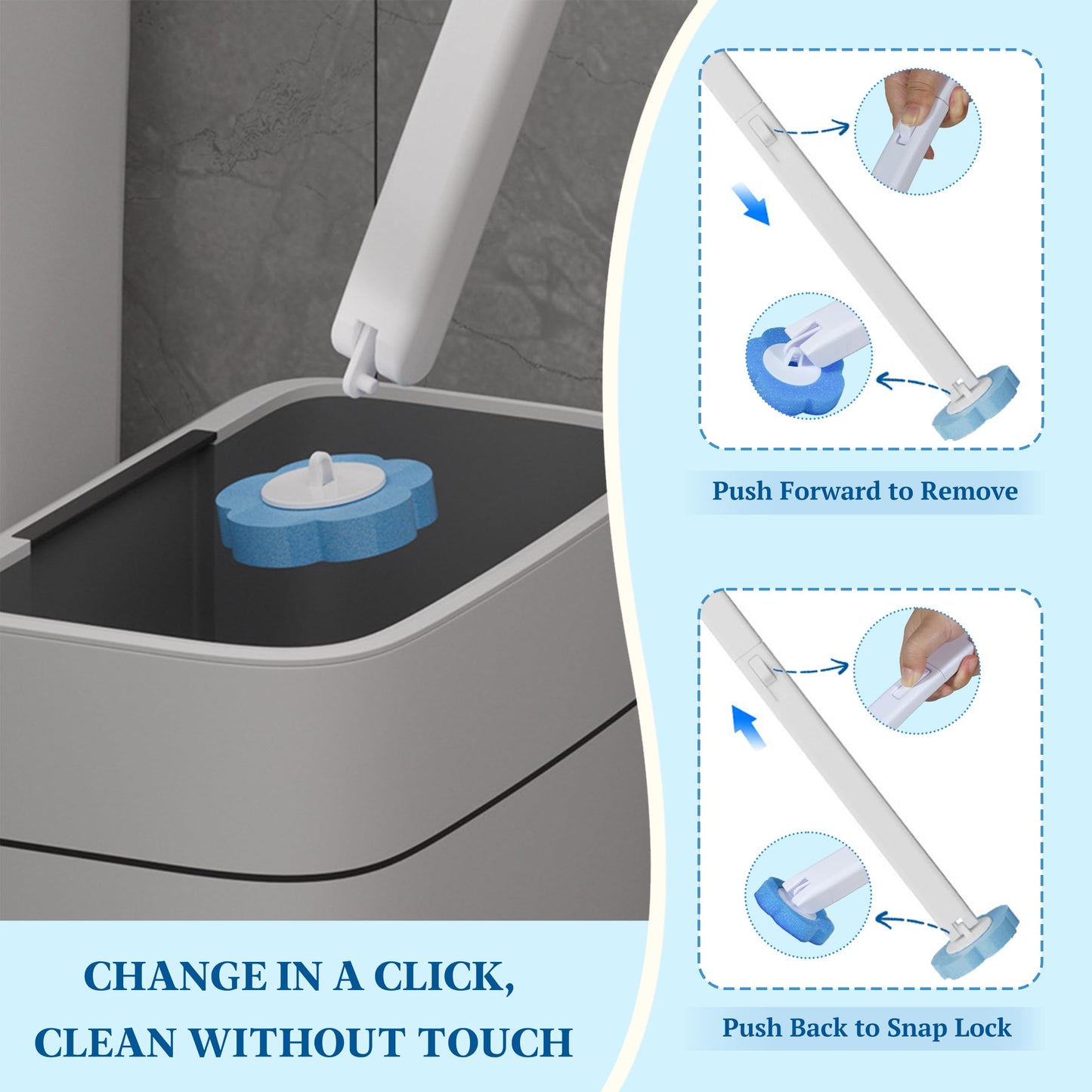 Disposable Toilet Brush 2 Pack with 48 Refill Heads