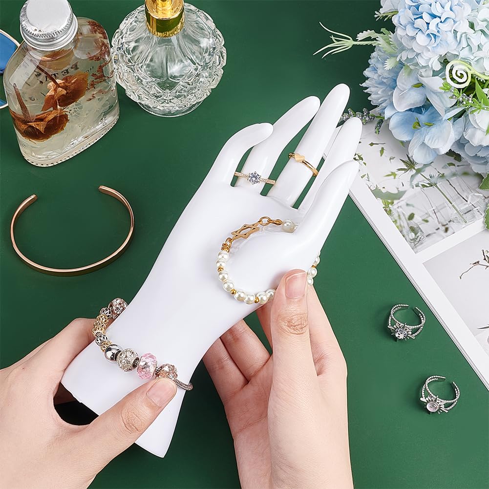 PH PandaHall Female Mannequin Hand Display, Ring Display Holder Stands White Glove Display Rack Bracelet Holder for Ring Bracelet Watch Jewellery