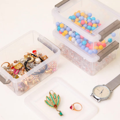 Citylife 10 Packs Small Storage Box Plastic Storage box Stackable plastic Box with Lids for Organizing, Clear White