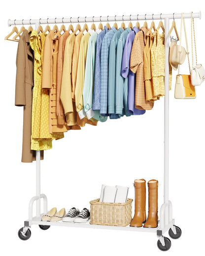 Sakugi Heavy-Duty Clothing Rack Wide Rod & Mesh Shelf, 116x43x150cm, White