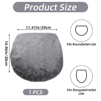 1 PCS Toilet Seat Lid Cover Microfiber Soft Velvet Toilet Cover Durable Adjustable Stretch Fuzzy Seat Covers with Elastic Bottom Absorbent Machine