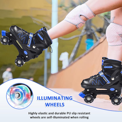 ERNAN Roller skates kids Roller boots,8 Light up Wheels and 4 Sizes Adjustable.Rollerskates for Kids Beginners, Suitable for Indoor Outdoor (BLUE, L)