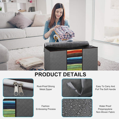 Cleaneaty Clothes Storage Bag 4Pack 90L Large Capacity Solution Organizer for Clothes, Duvets, Comforters, Blankets