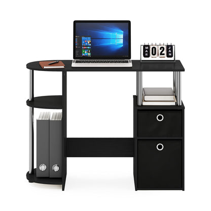 Furinno JAYA Desk, Gaming Desk with Bin Drawers, Computer Study Desk, Office Desk for Home Office, Bedroom, Dorm, Study Room, Americano