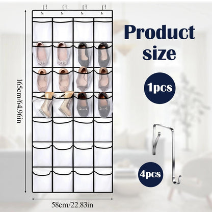 EVTHUR Over Door Shoe Storage Organiser 28 Large Mesh Pockets Hanging Shoe Rack Holder with 4 Hooks