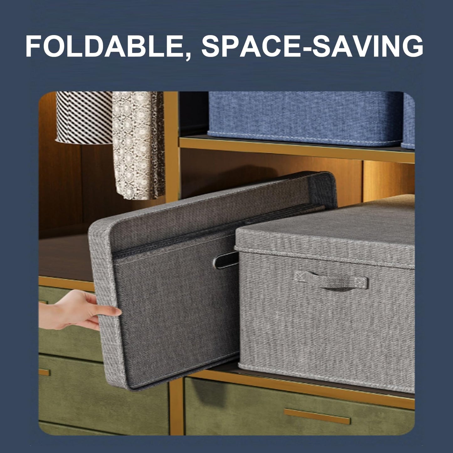 Vbvbip Foldable Lidded Storage Bins, Large Closet Organization Bins