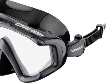 CRESSI Liberty Triside Mask - Panoramic 3 Glass Mask for Diving and Snorkelling, Black/Graphite, One Size, Unisex Adult