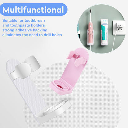 DOETYD 4 Packs Toothbrush Holder Electric Toothbrush Holder Wall Mounted Toothbrush Storage with Adhesive Plastic Electric Toothbrush Stand for