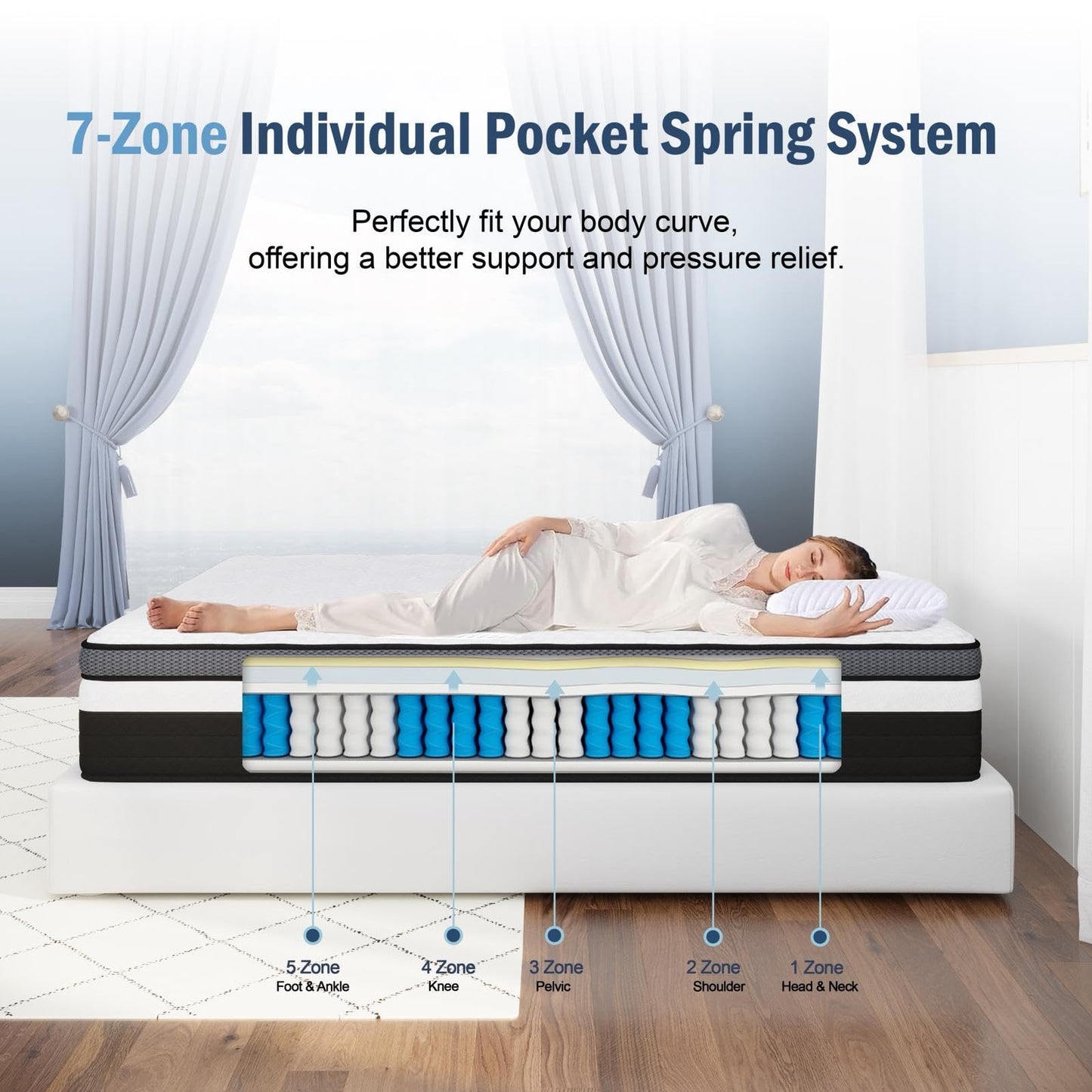 Azure Spinal Care 3FT Single Mattress - Medium Firm Orthopedic Support - 100 Night Trial - 10 Inch Hybrid Gel Memory Foam for Back Pain Relief