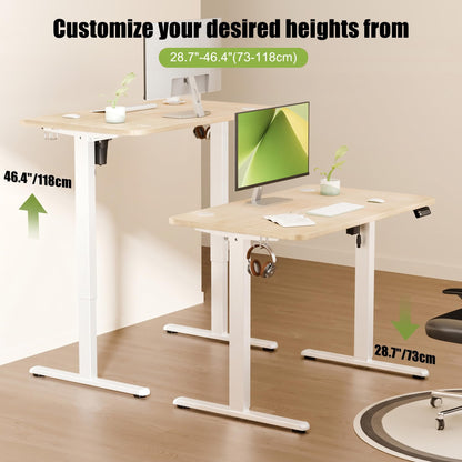ERGOMAKER Electric Standing Desk 100x60cm, 2 Memory Presets, Gold Oak