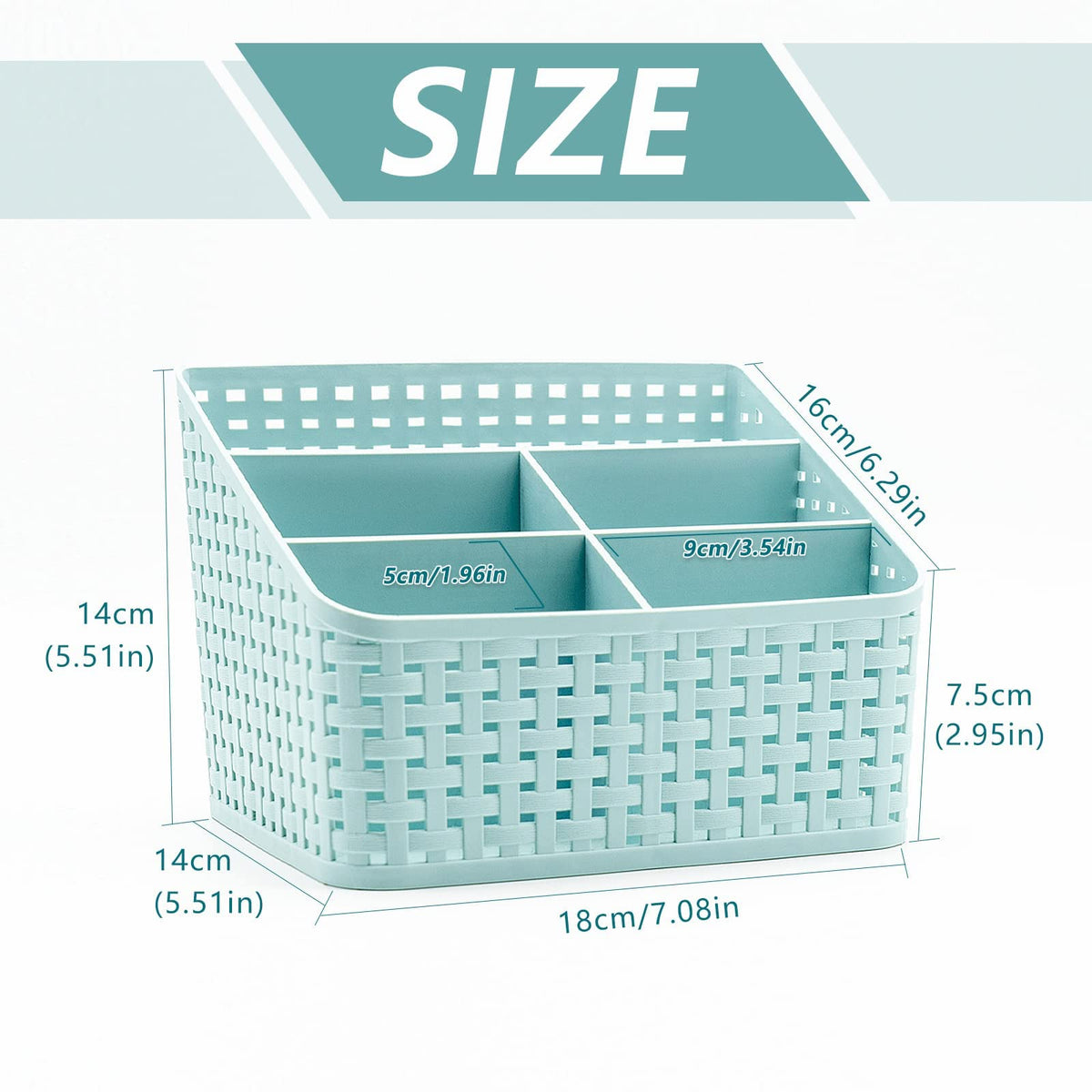 Fai Top 5 Grid Plastic Storage Basket Blue
