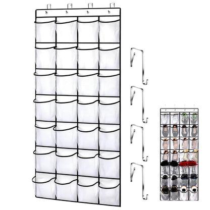EVTHUR Over Door Shoe Storage Organiser 28 Large Mesh Pockets Hanging Shoe Rack Holder with 4 Hooks