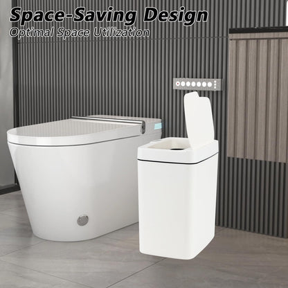 Teyyvn 15 L Automatic Motion Sensor Bathroom Trash Can with Lid, White