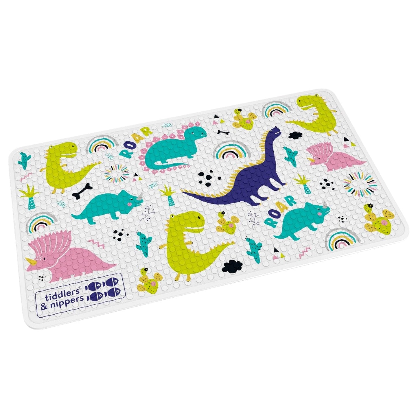 tiddlers & nippers Kids Anti Slip Bath Mat | Large 70cm x 40cm | Easy Clean, Anti-Mould & Mildew | Non Slip Surface & Suction Cups | Shower Mats for