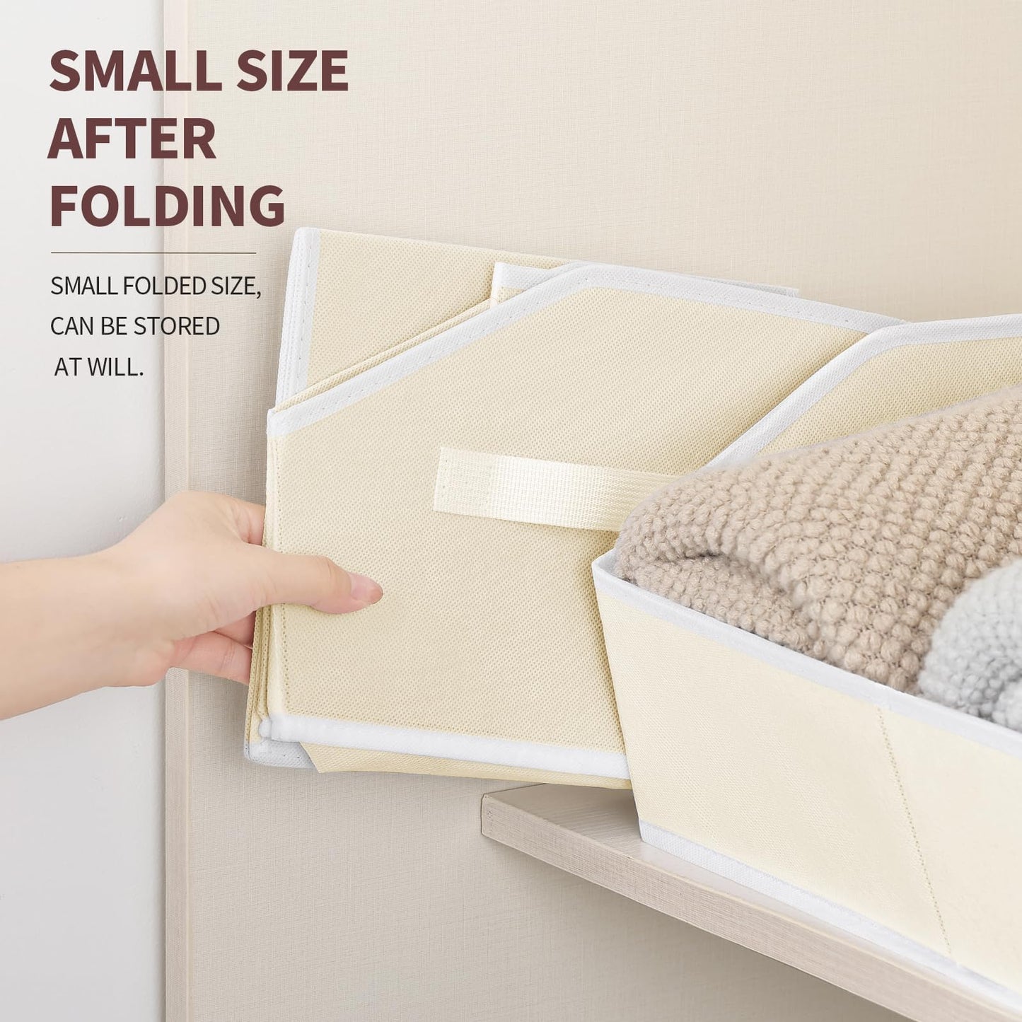 Homsorout Fabric Storage Box - 8 Pack Sloped Front Wardrobe Organiser Beige