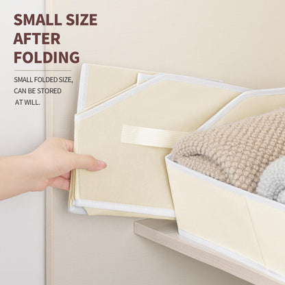 Homsorout Fabric Storage Box - 8 Pack Sloped Front Wardrobe Organiser Beige