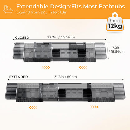 Bath Trays for Across the Bath, Extendable Deep Calm Bath Caddy, Acrylic Bath Shelf Bathroom Accessory, Home SPA Boards for Adults