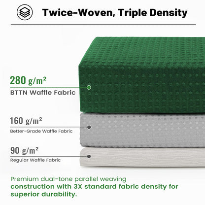 BTTN Waffle Weighted Shower Curtain, Waterproof, 182x182cm, Emerald Green